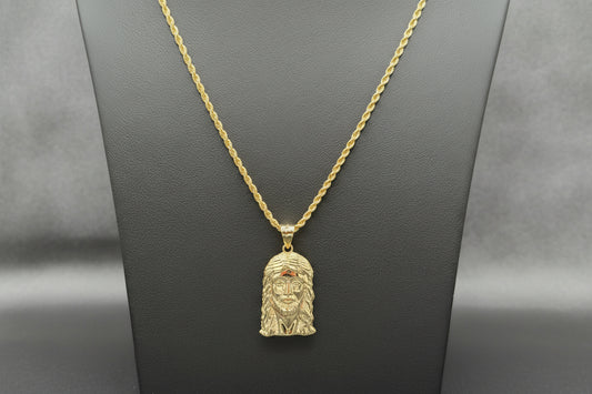 10K Jesus Face Medium Pendant