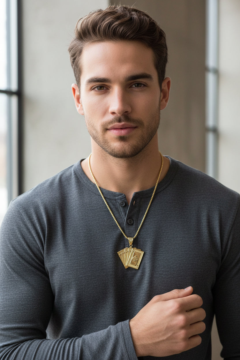 10K Gold Royal Flush Pendant