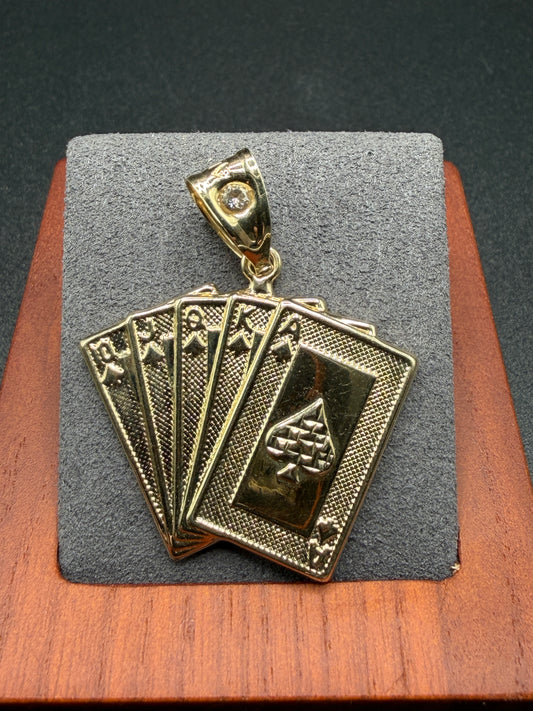 10K Gold Royal Flush Pendant