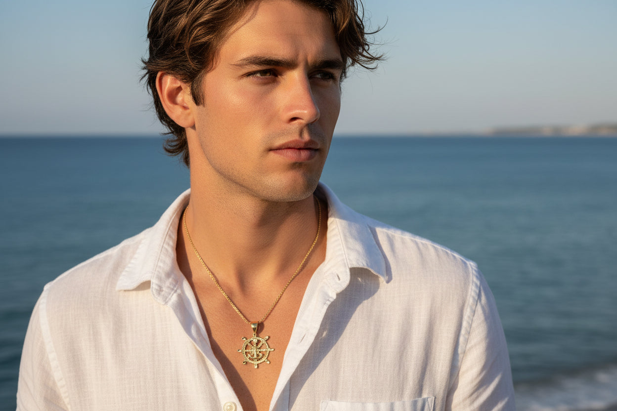 10K Gold Anchor Pendant