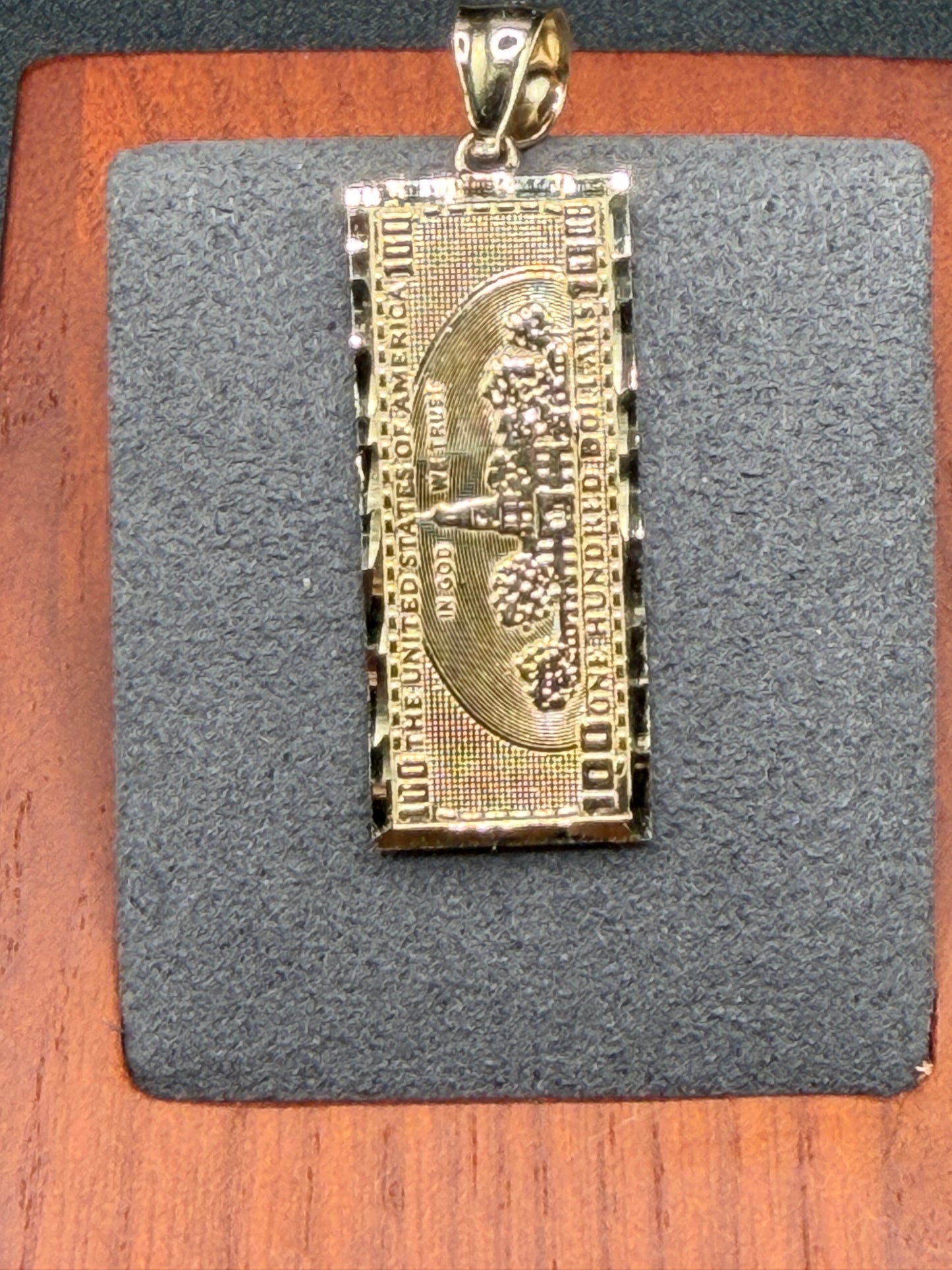 10K Gold $100 Bill Pendant