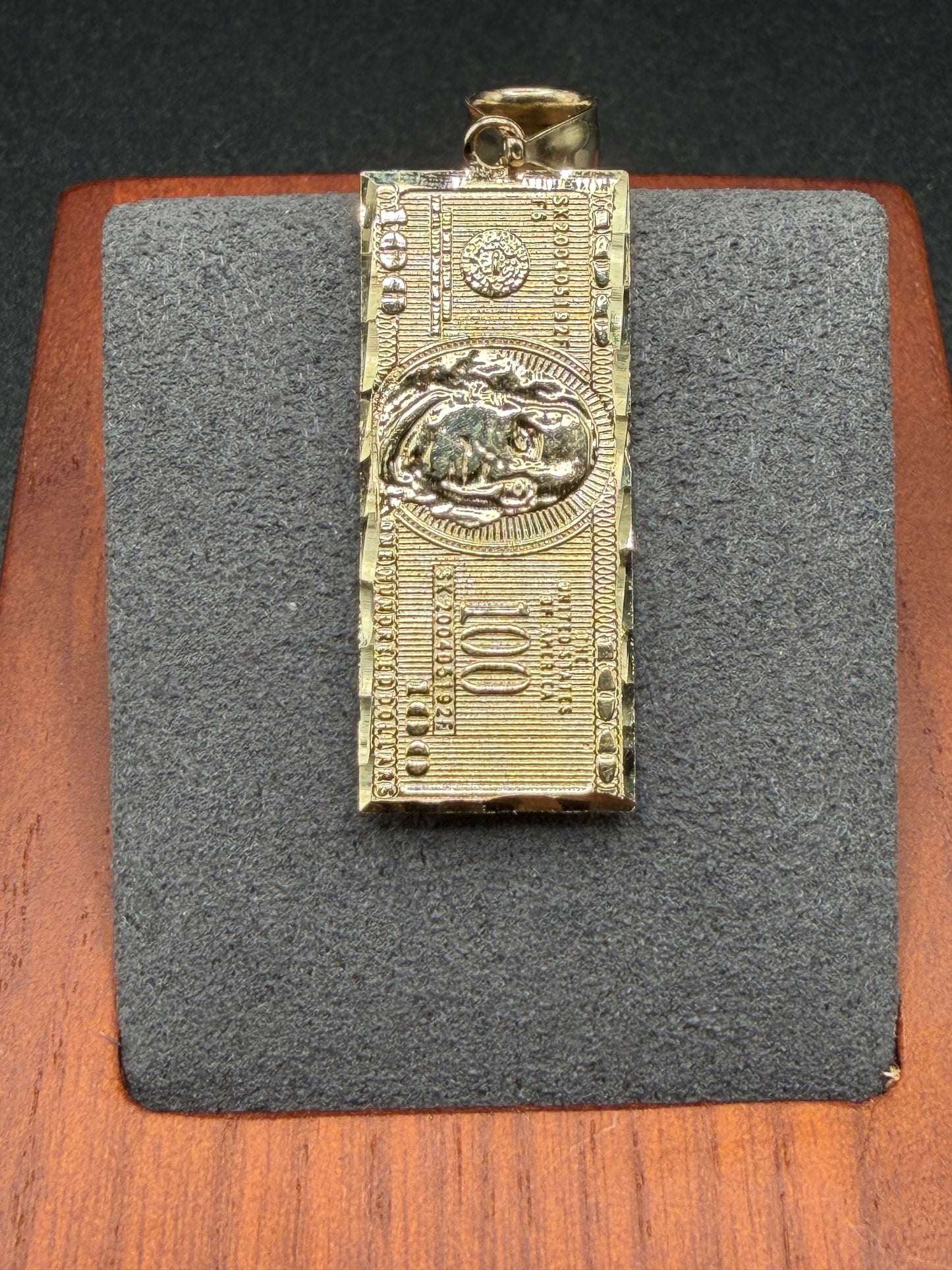 10K Gold $100 Bill Pendant