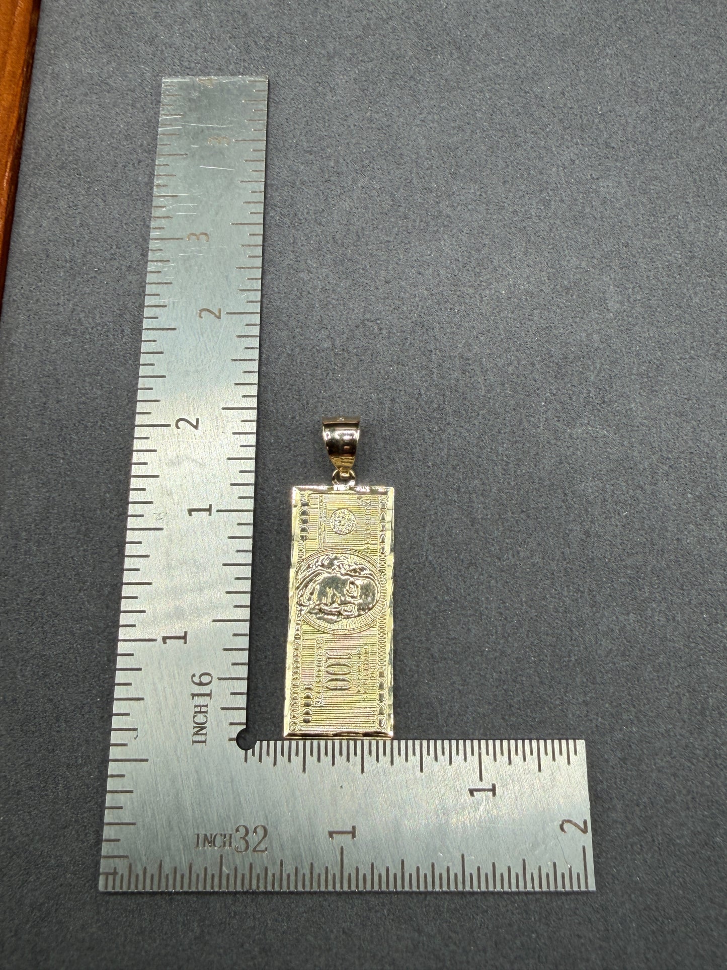 10K Gold $100 Bill Pendant