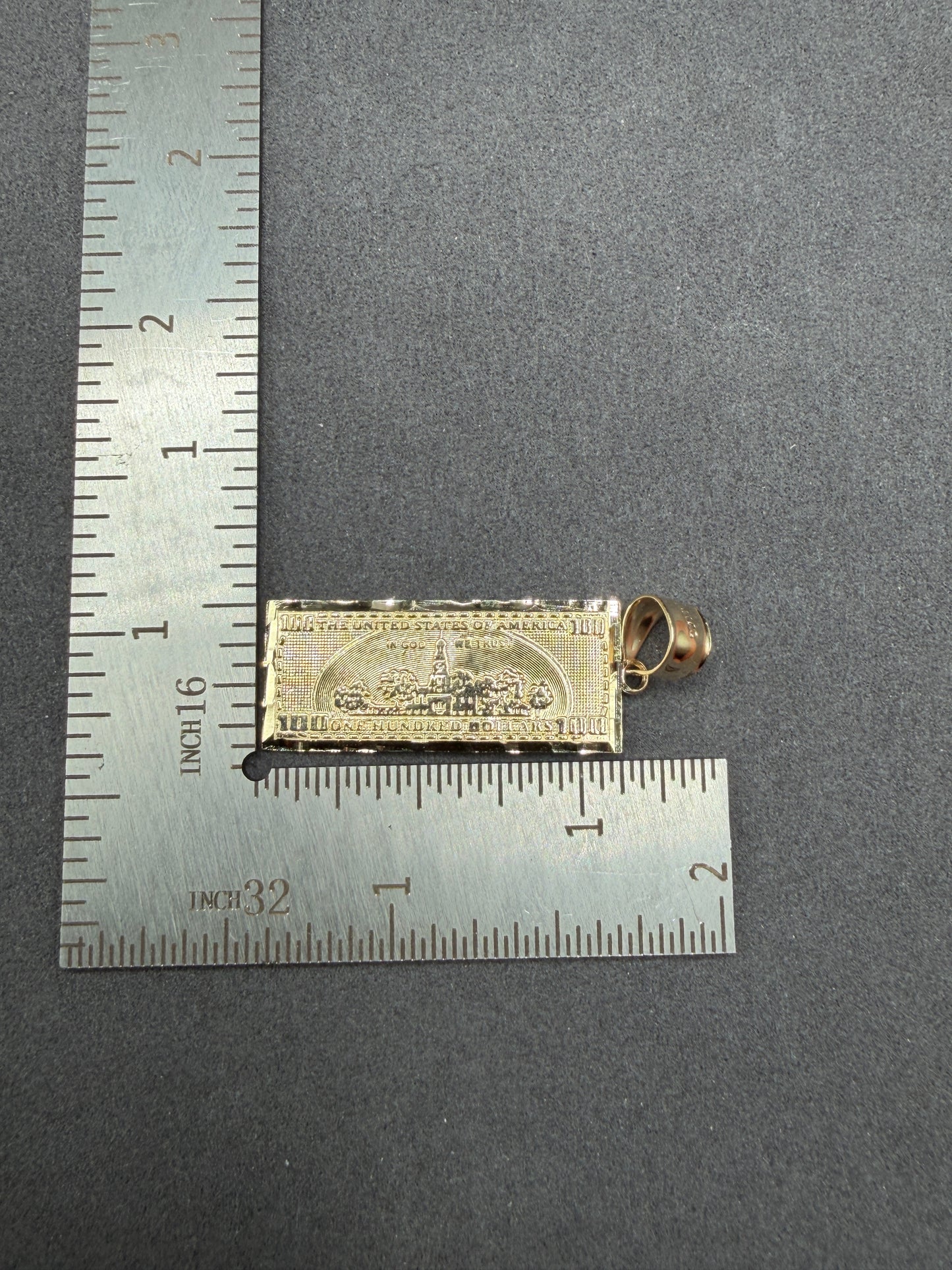 10K Gold $100 Bill Pendant
