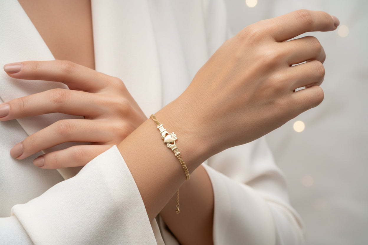 10K Gold Filigree Claddagh Bracelet