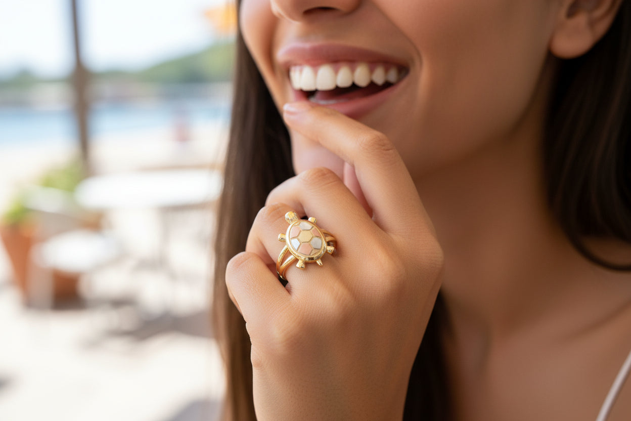 10K Gold Tri Color Turtle Ring
