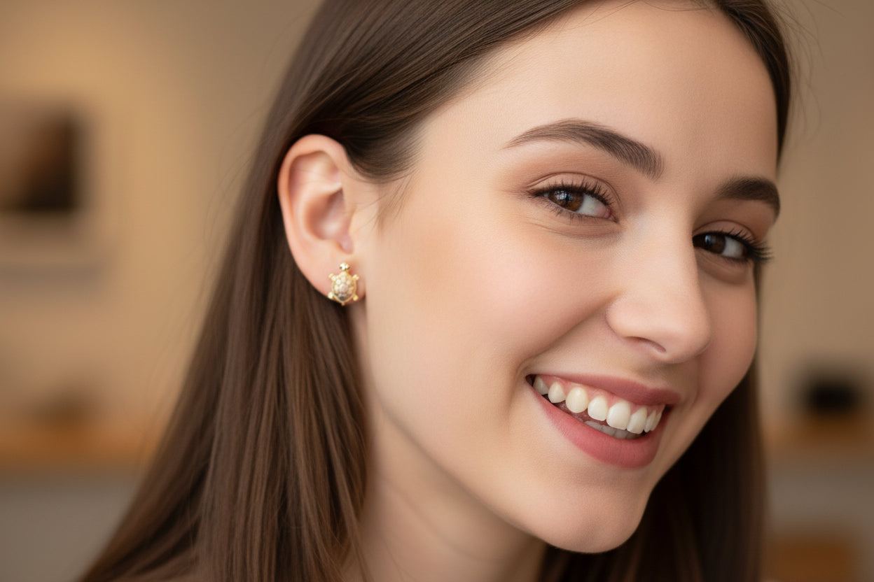 10K Gold Turtle Stud Earrings