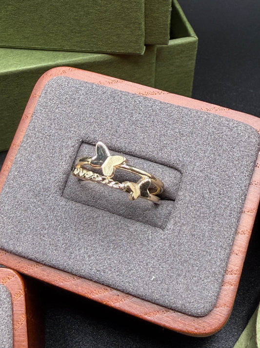 10K Gold Two Butterfly Ring