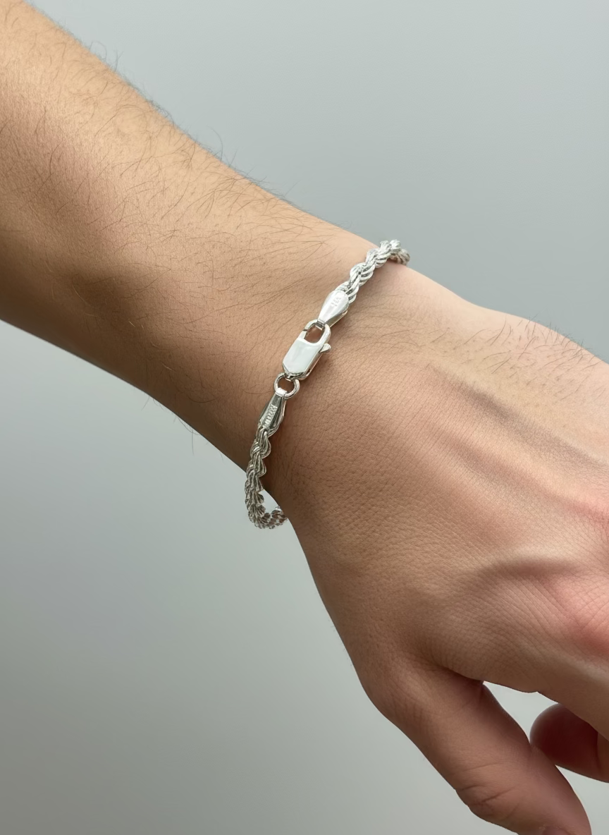 925 Silver Rope Bracelet 2.5mm 8"