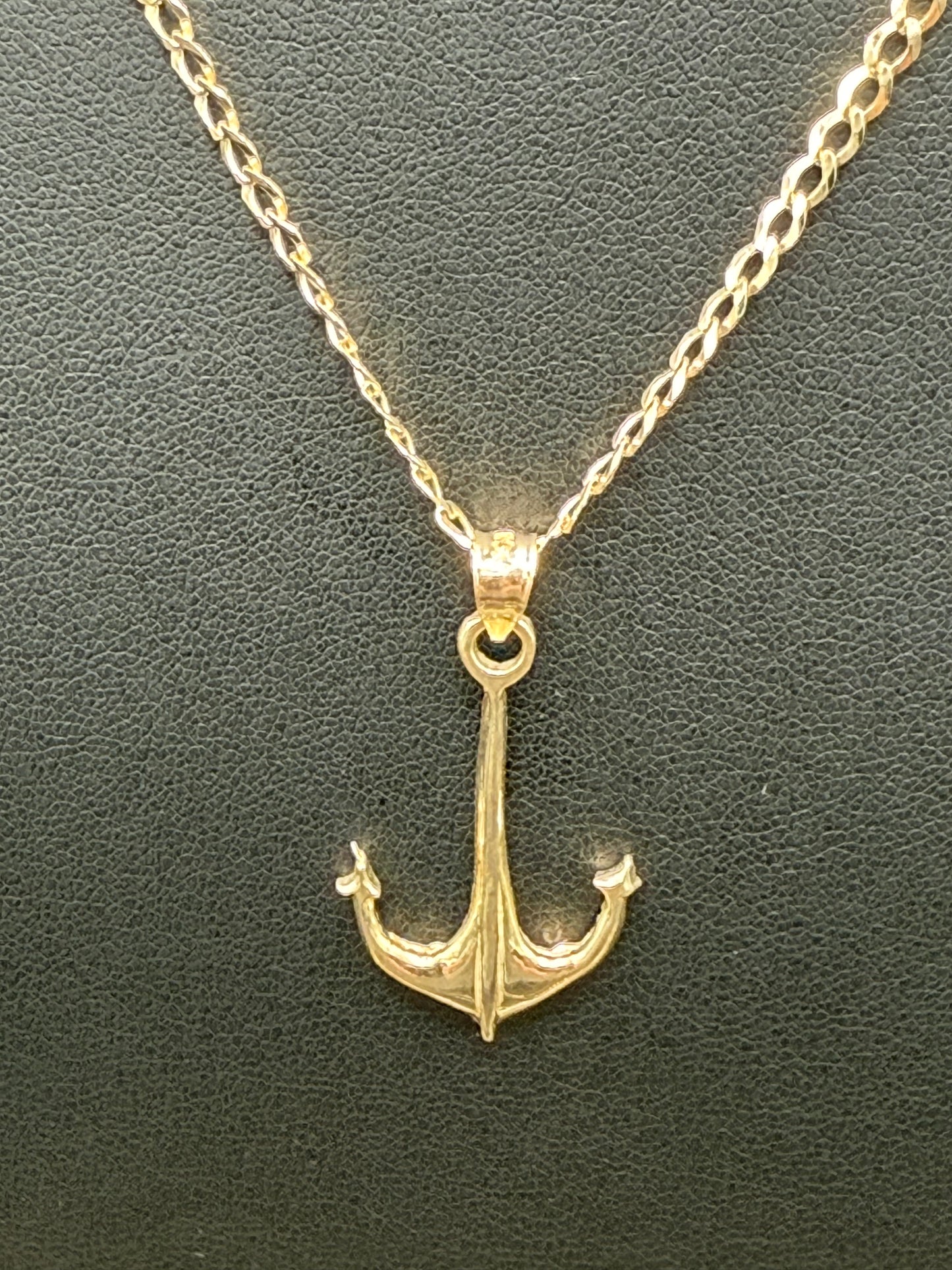 10K Gold Anchor Pendant