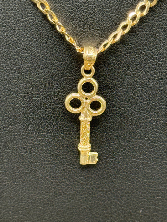 10K Gold Skeleton Key Pendant