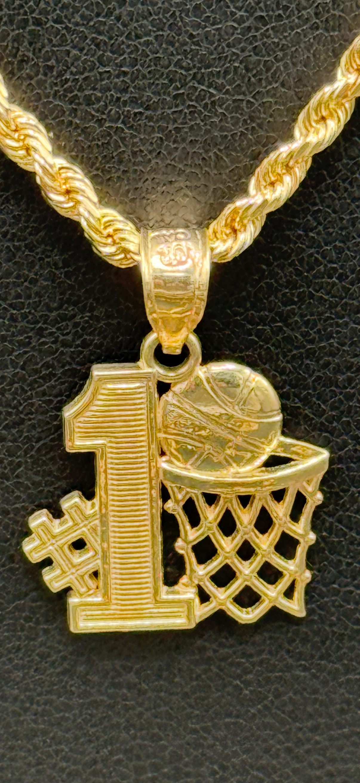 10K Gold #1 Basketball Pendant