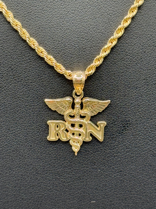 10K Gold RN Heart Pendant