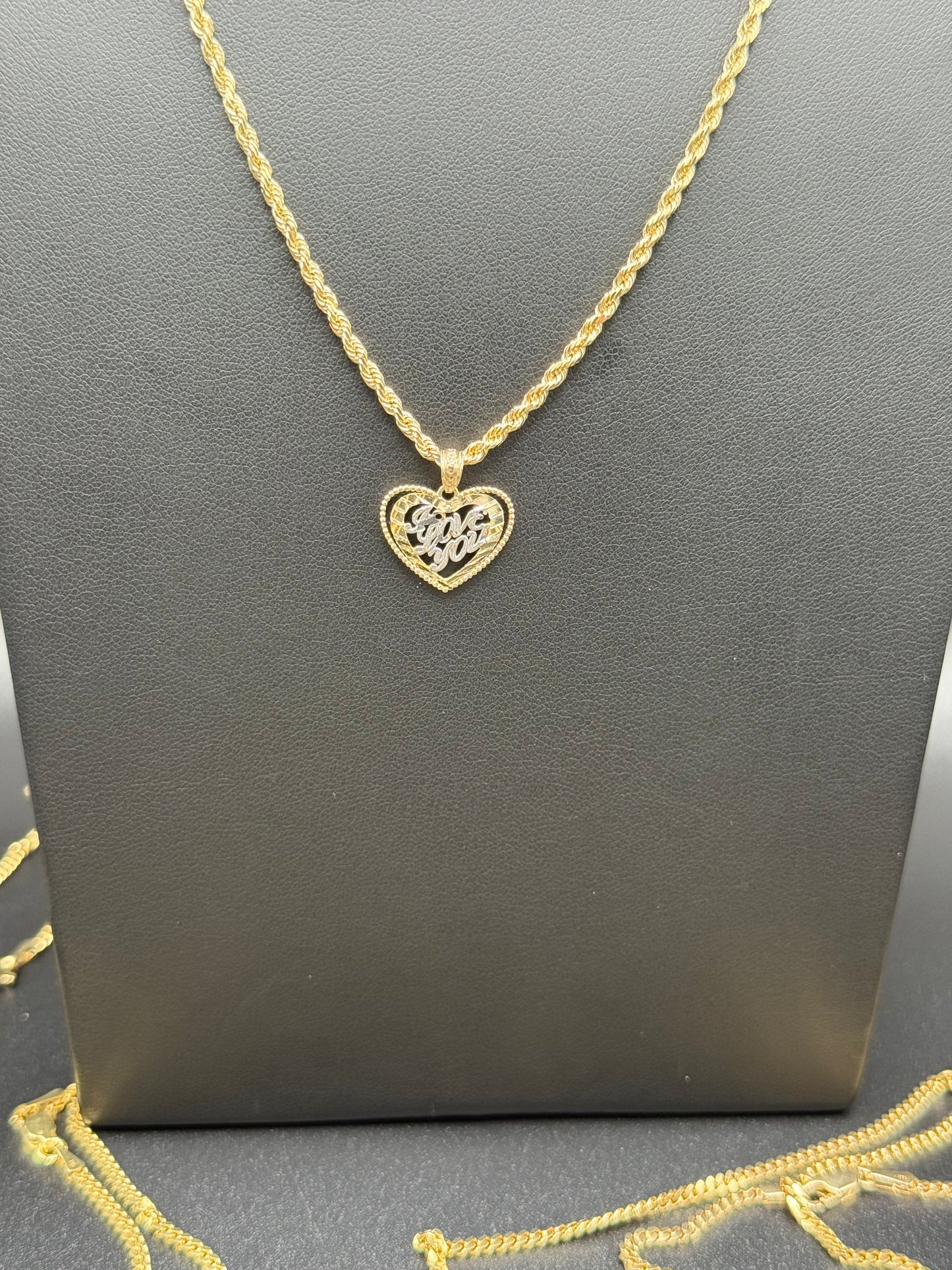 10K Gold Two Tone "I Love You" Charm