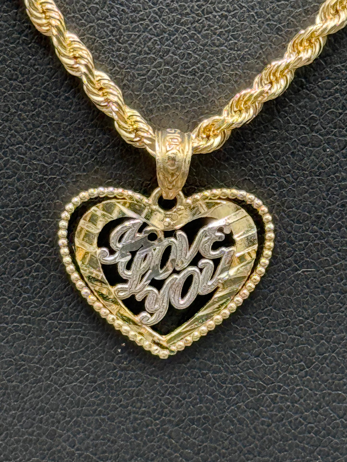 10K Gold Two Tone "I Love You" Charm
