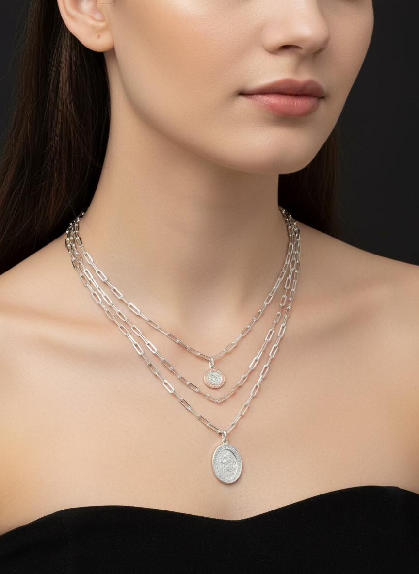 925 Sterling Silver Diamond Cut Paperclip Link 20" Chain