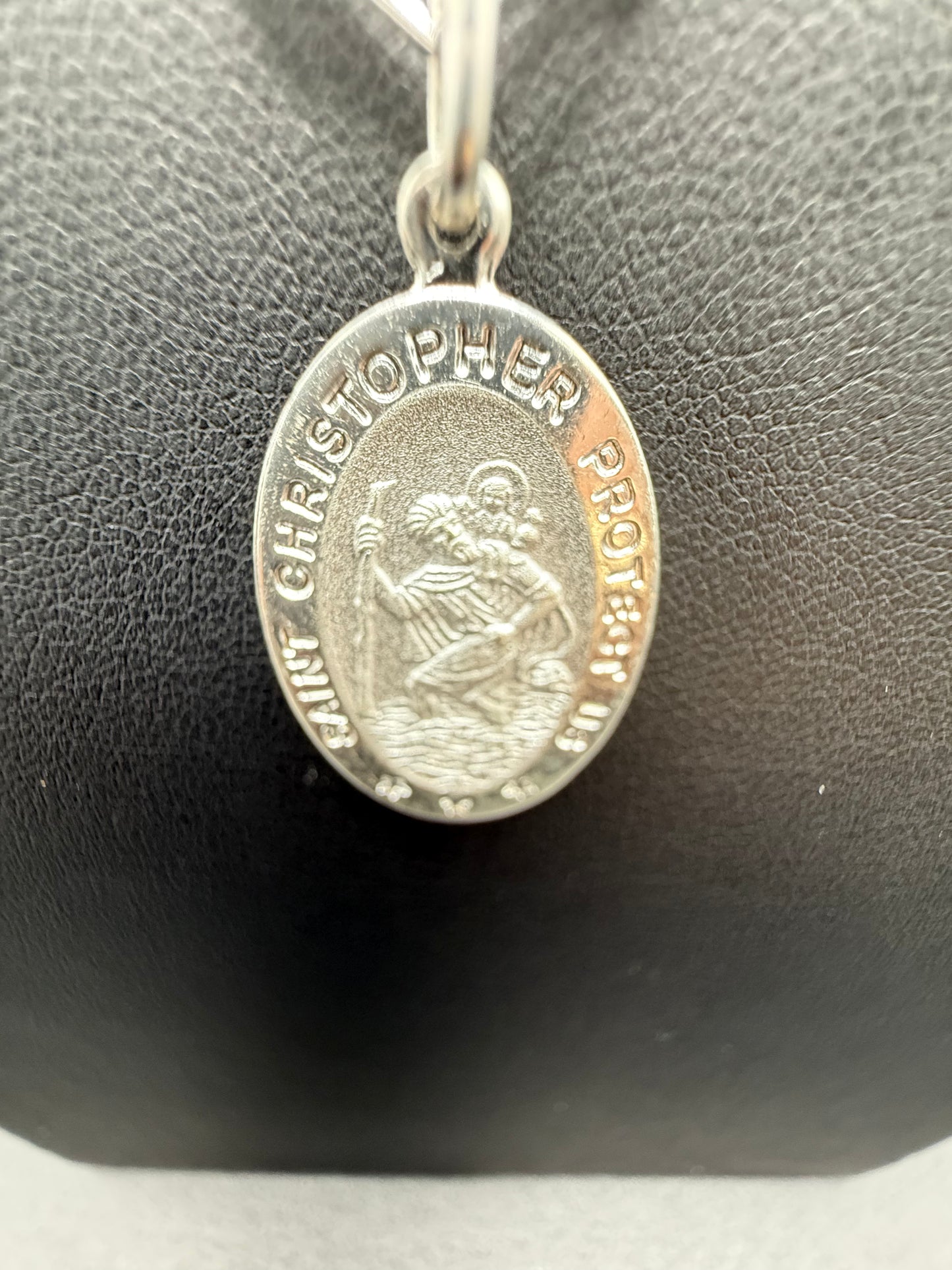 925 Sterling Silver High Polished Sandblasted Saint Christopher Pendant