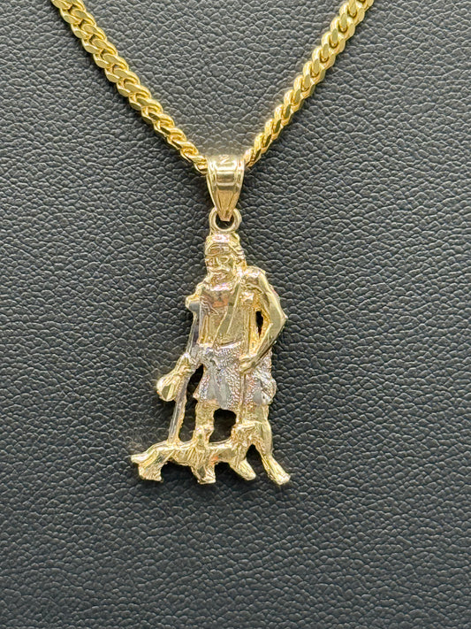 10K Gold Two Tone Saint Lazarus Pendant