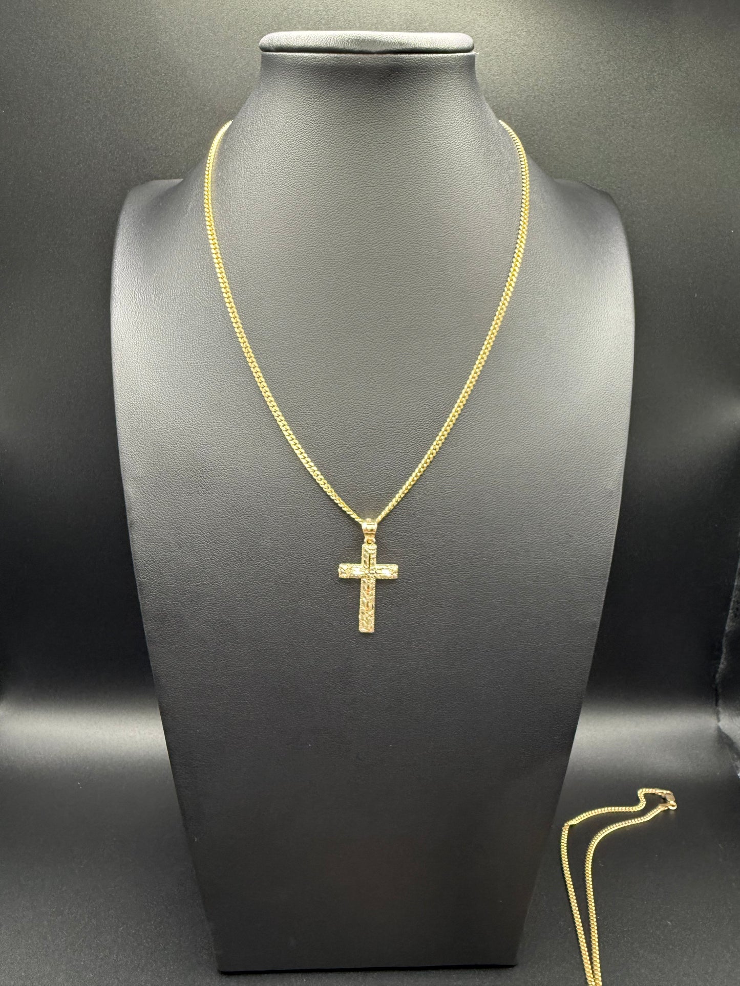 10K Gold Nugget Cross Pendant
