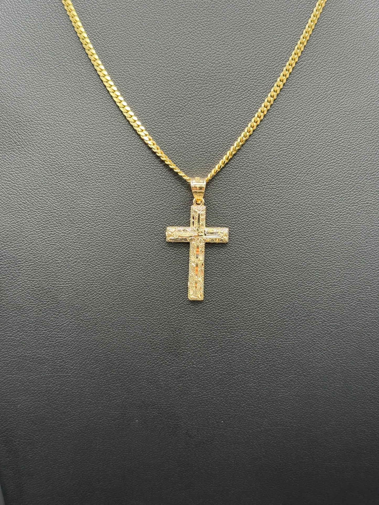 10K Gold Nugget Cross Pendant