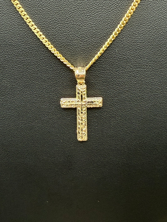 10K Gold Nugget Cross Pendant