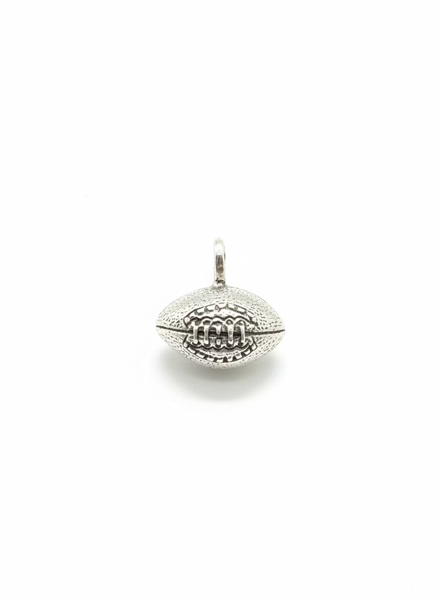 925 Silver Oxidized Football Charm