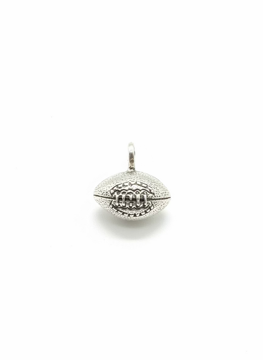 925 Silver Oxidized Football Charm