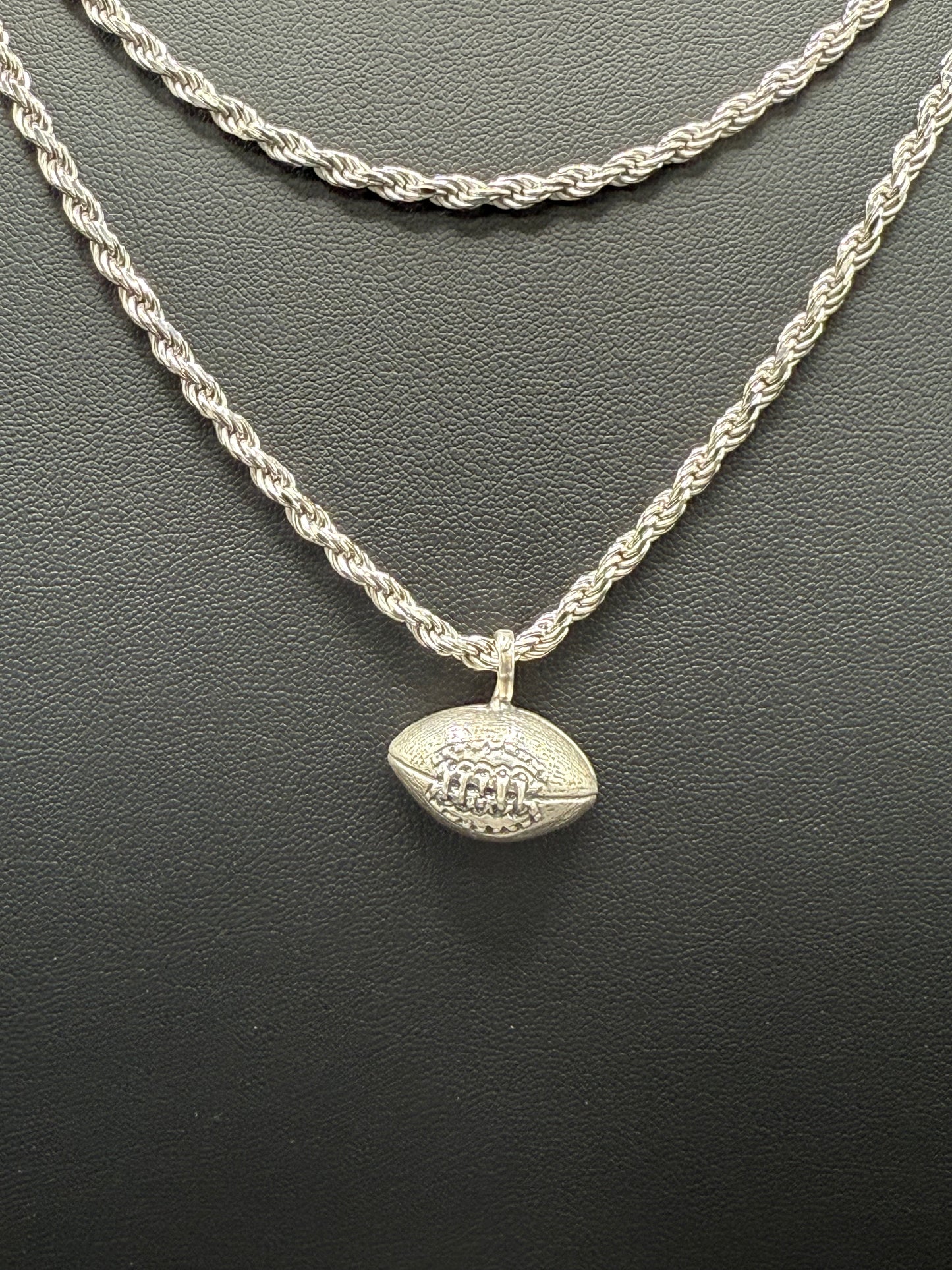925 Silver Oxidized Football Charm