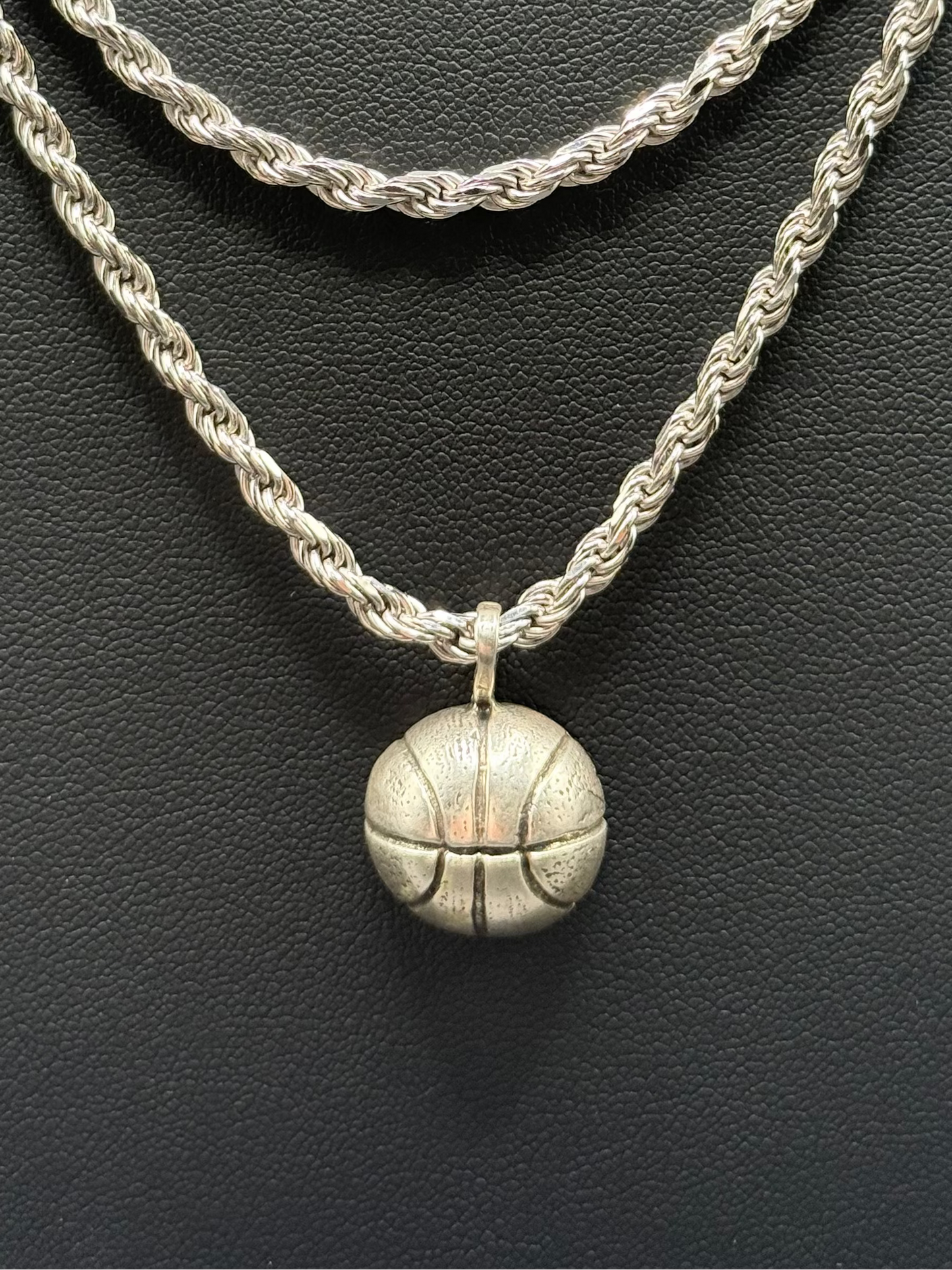 925 Silver Oxidized Basketball Charm