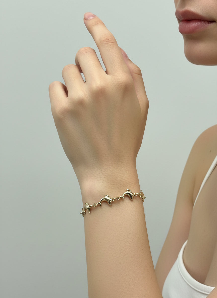 10K Gold Dolphin Bracelet