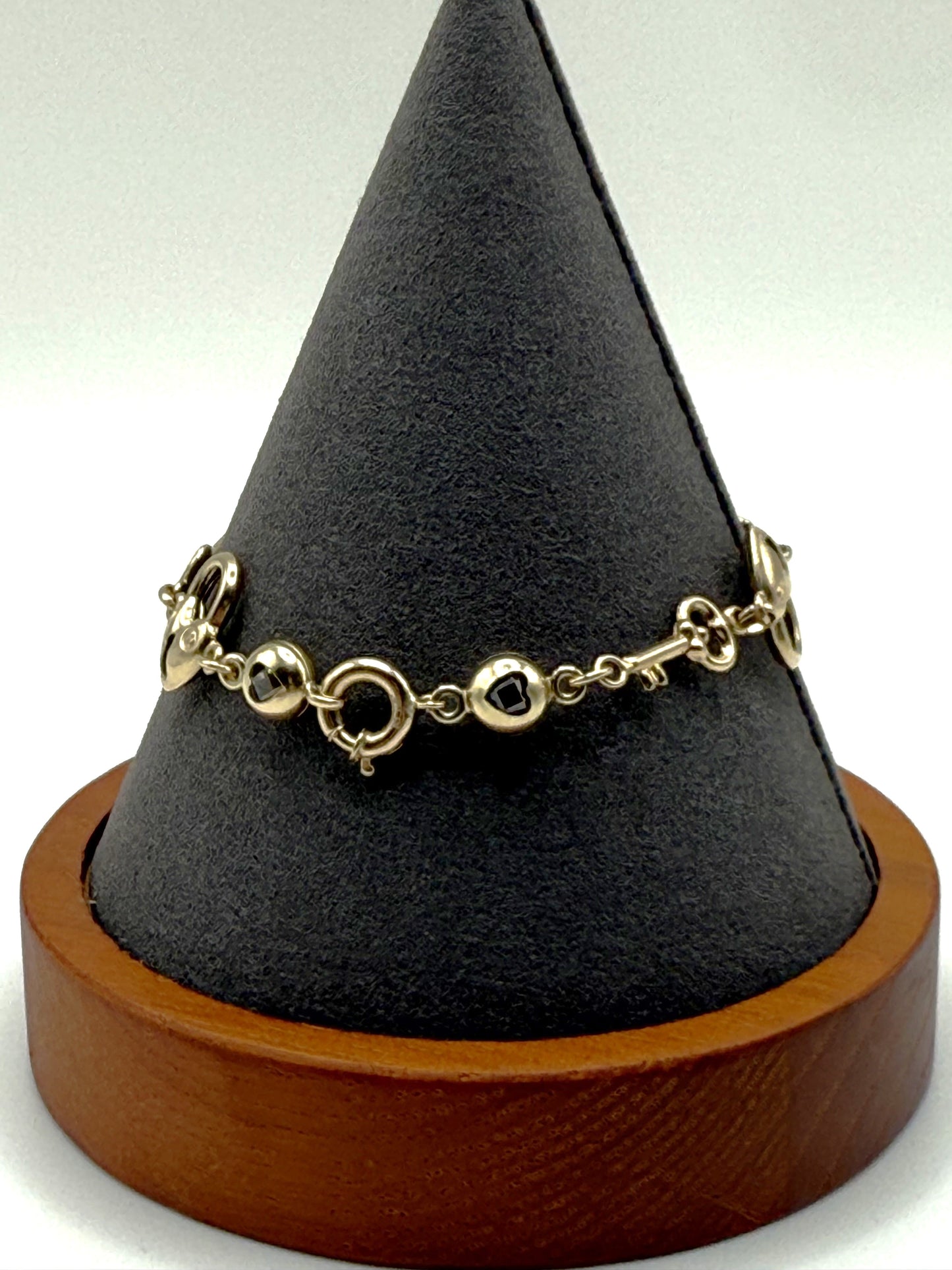 10K Gold Heart Lock & Key Bracelet