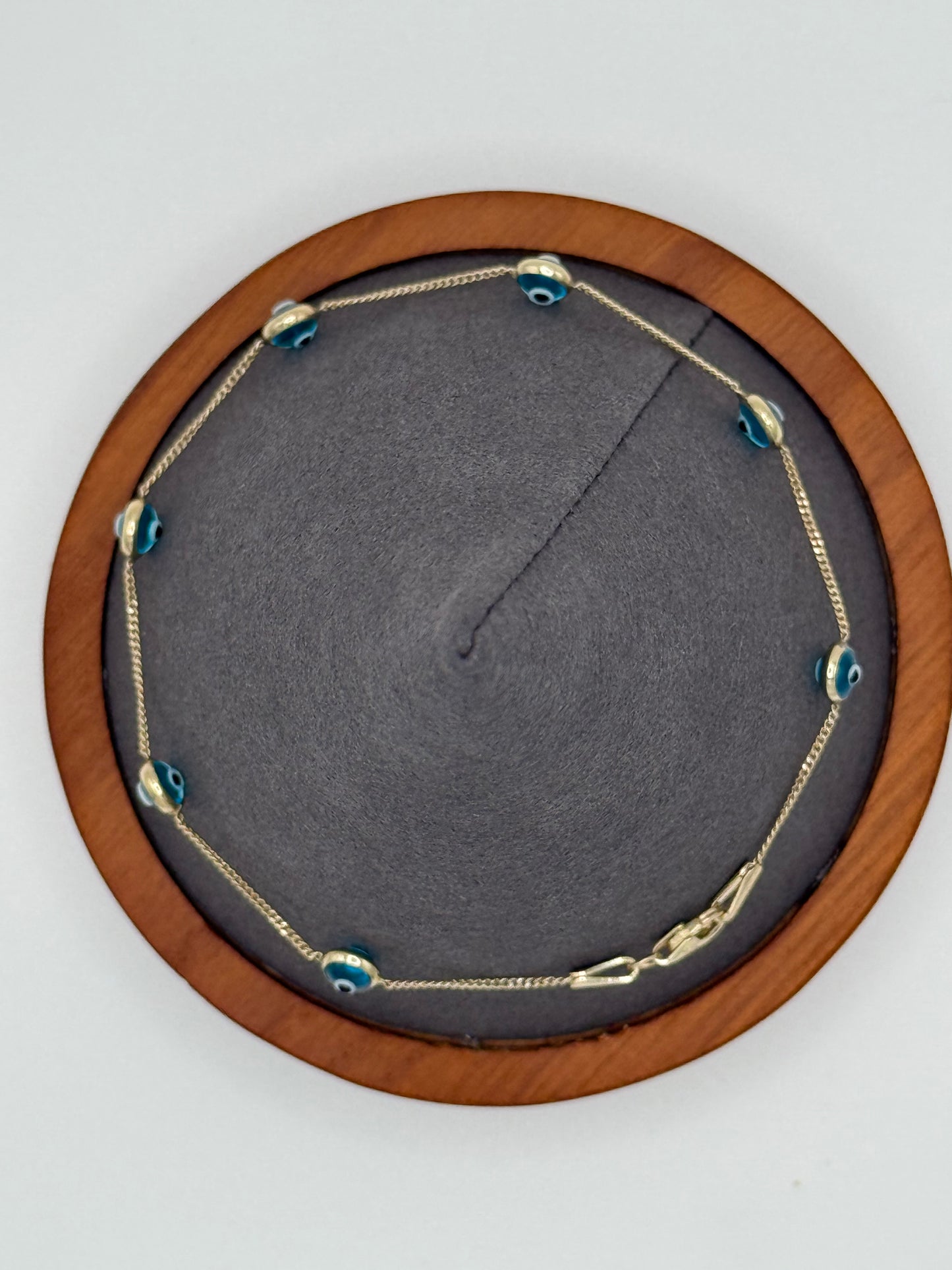10K Gold Aqua Blue Evil Eye Bracelet