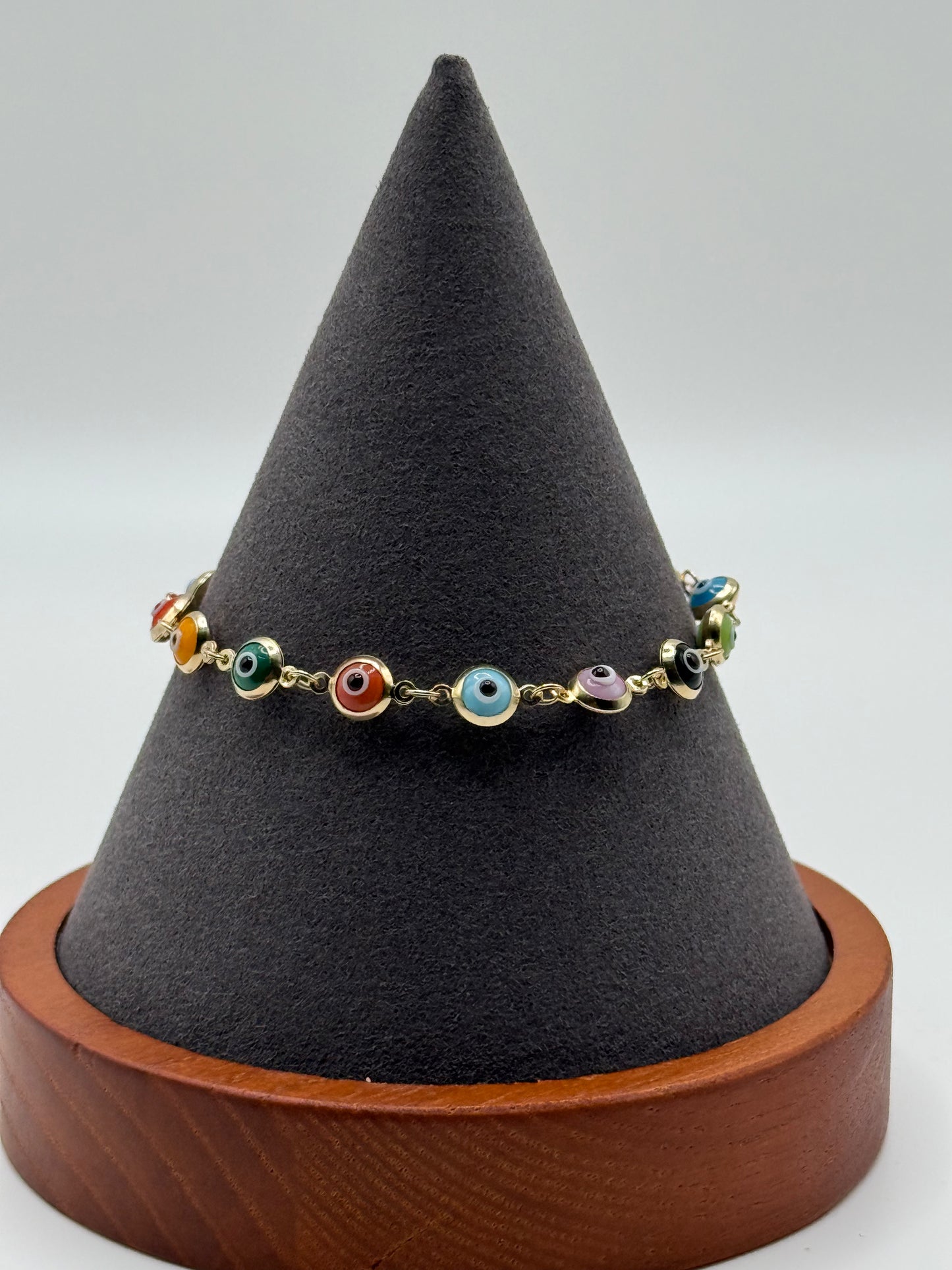 10K Gold Multicolor Evil Eye Bracelet