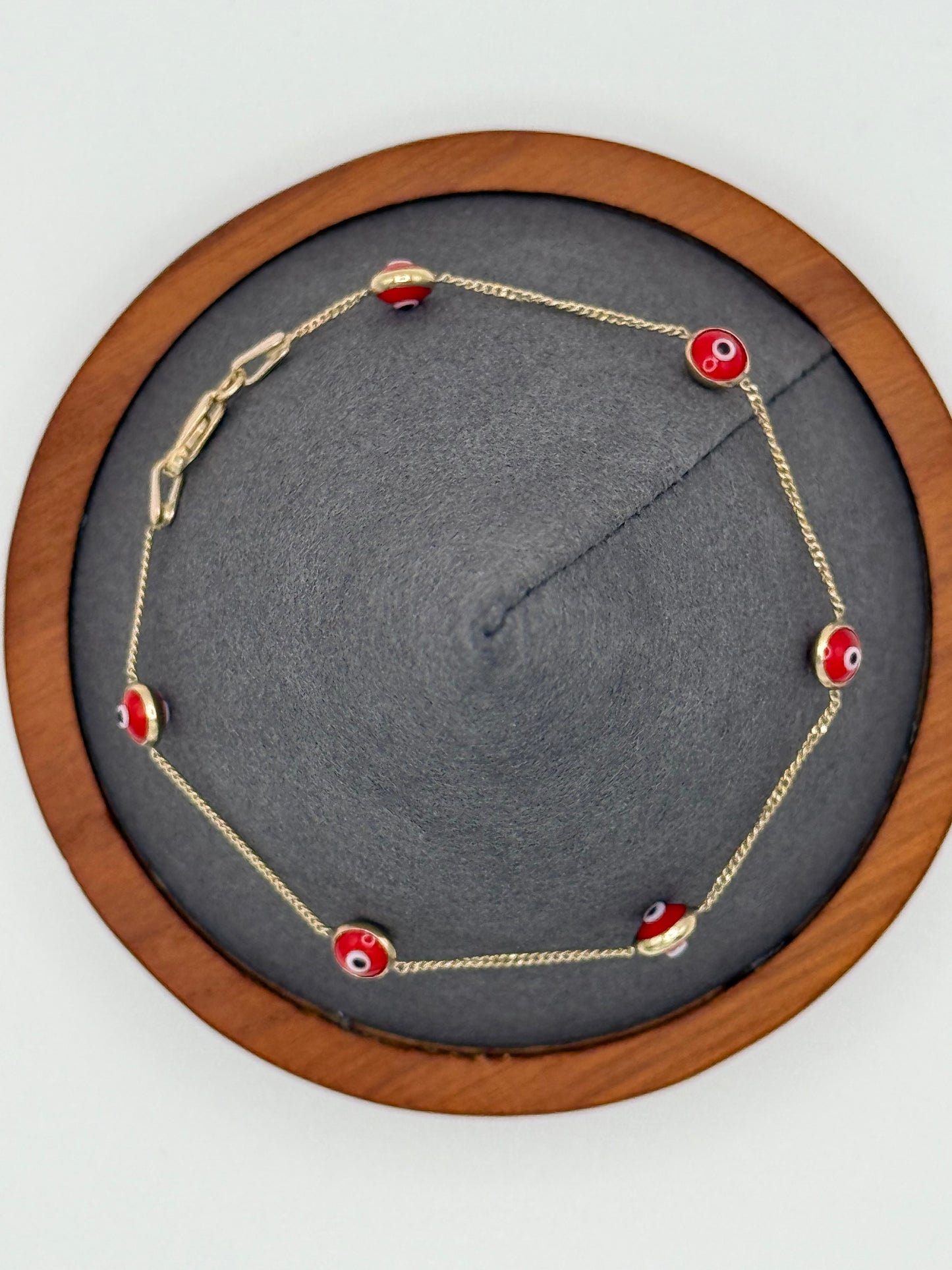 10K Gold Red Evil Eye Bracelet