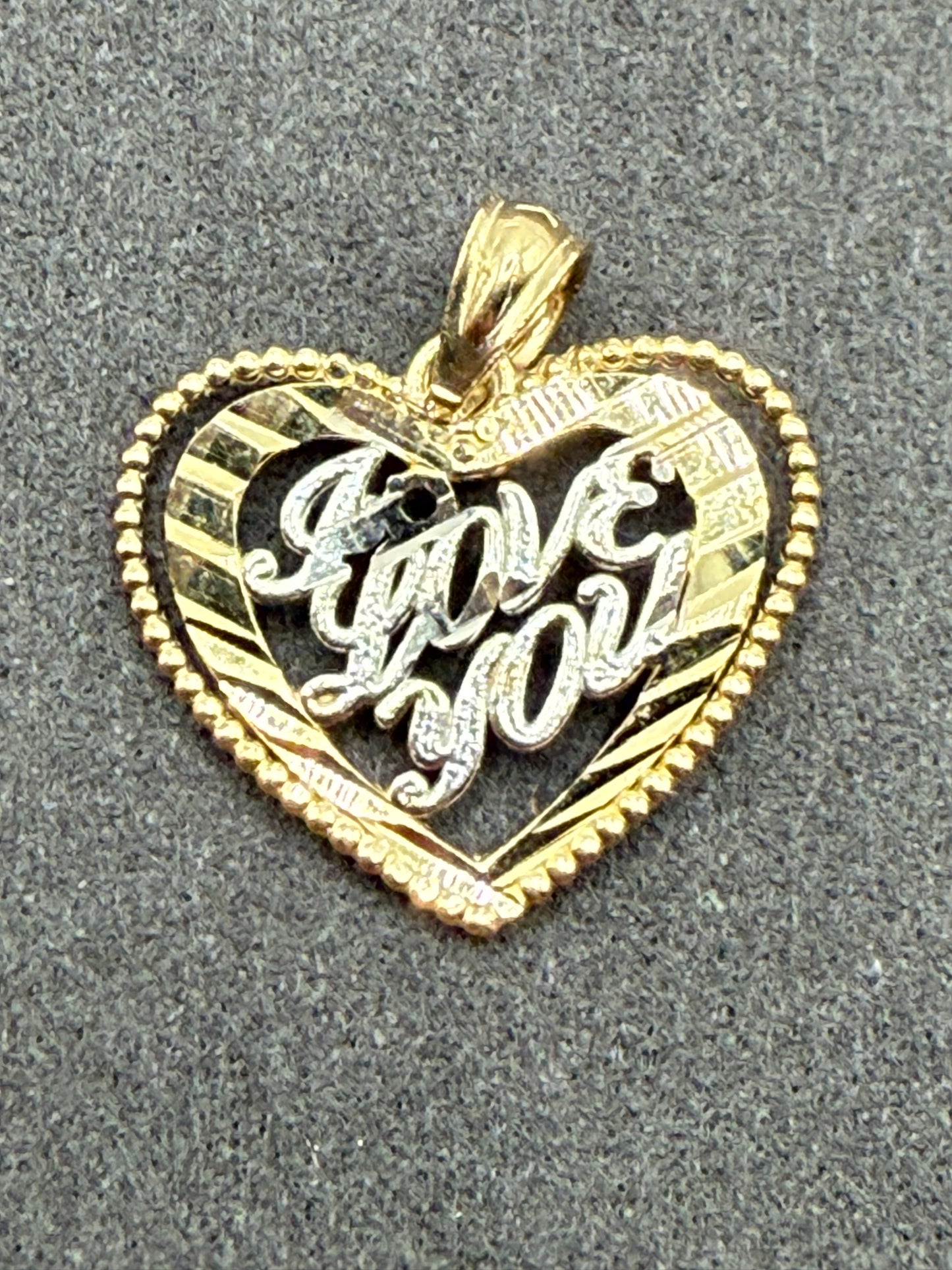 10K Gold Two Tone "I Love You" Charm