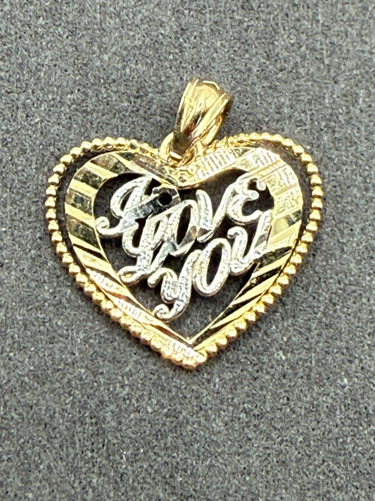 10K Gold Two Tone "I Love You" Charm