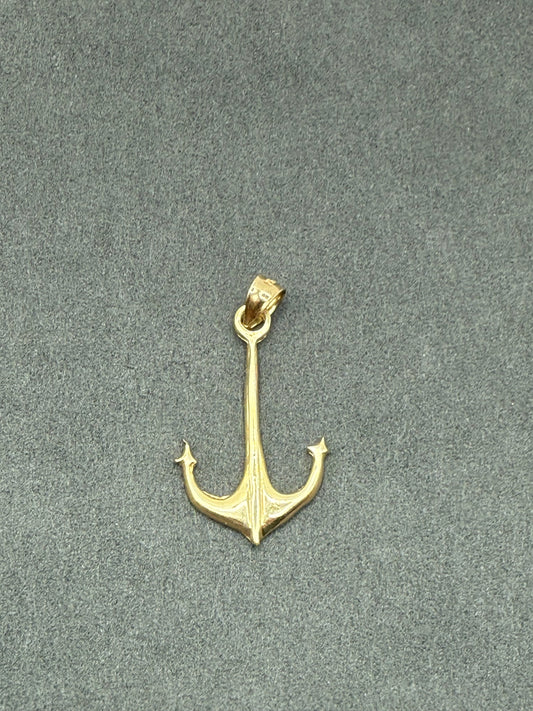 10K Gold Anchor Pendant