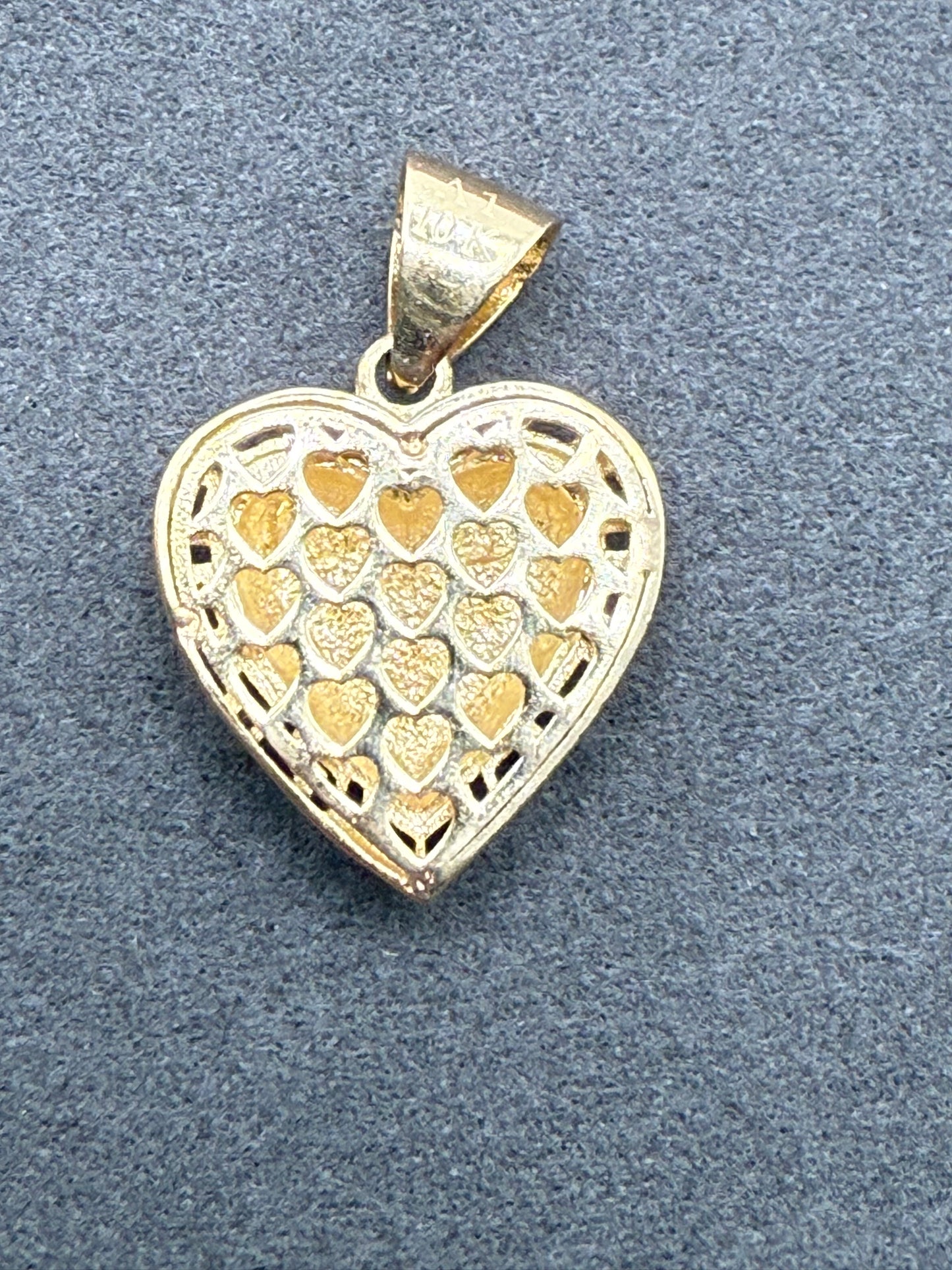 10K Gold Heart Pendant with Fancy Border