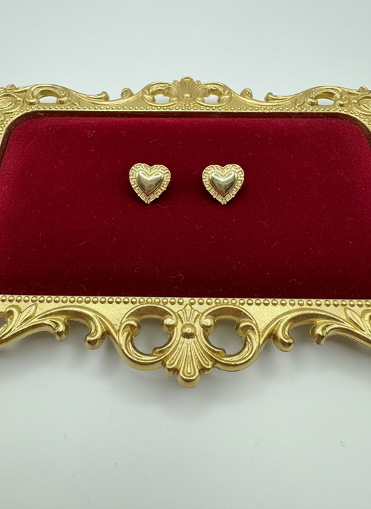 10K Gold Fancy Heart Earrings