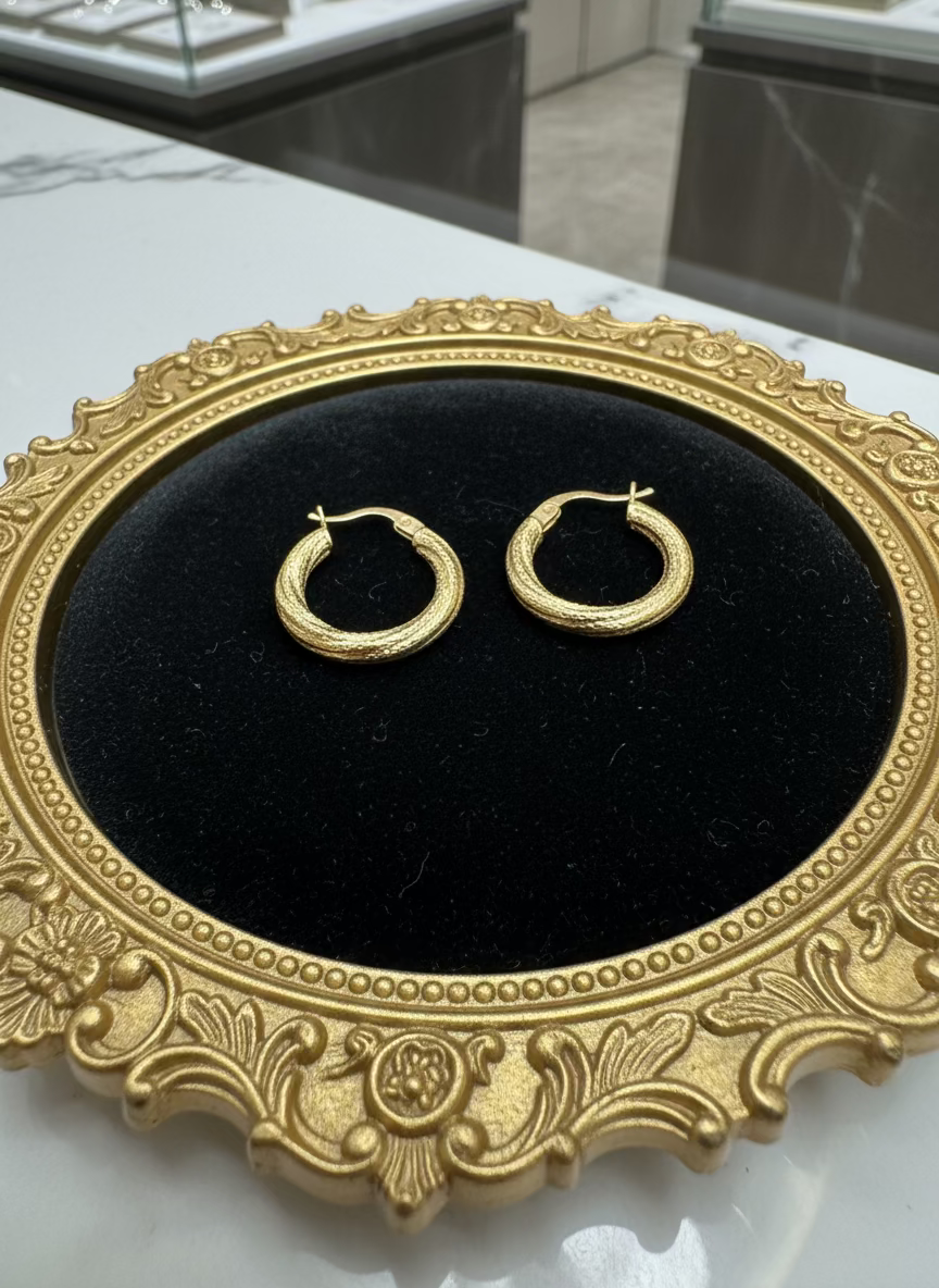 10K Gold Fancy Hoop Earrings