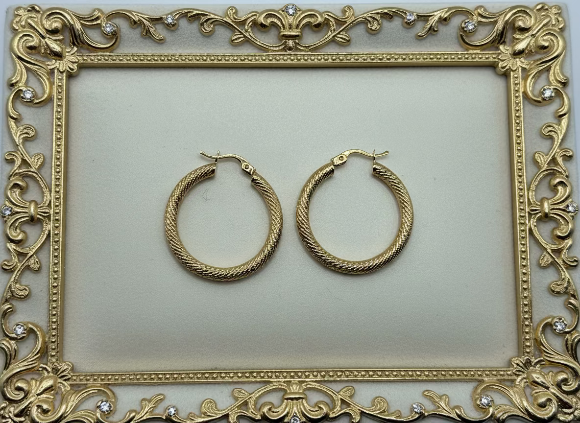 10K Gold Fancy Hoop Earrings