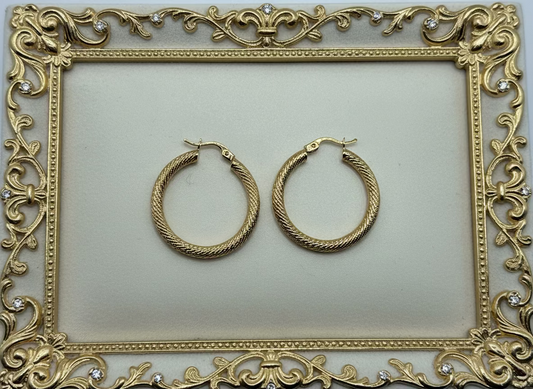 10K Gold Fancy Hoop Earrings