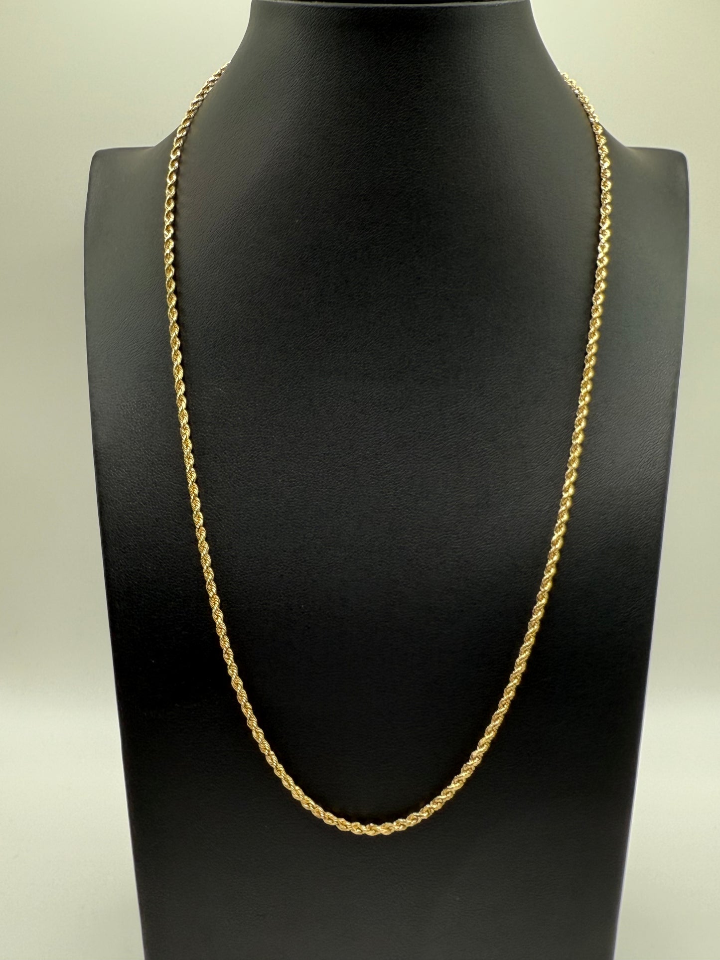 10K Diamond Cut 2MM 20" Solid Rope Chain