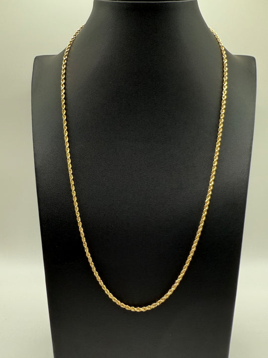 10K Diamond Cut 2MM 18" Solid Rope Chain