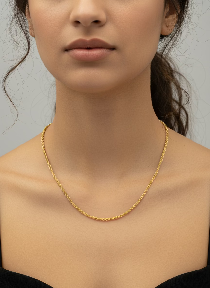 10K Diamond Cut 2MM 20" Solid Rope Chain
