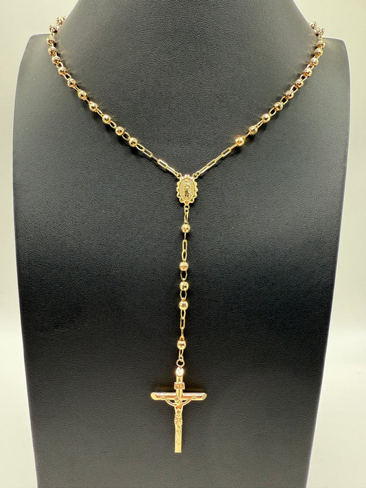 14K Gold Rosary Necklace