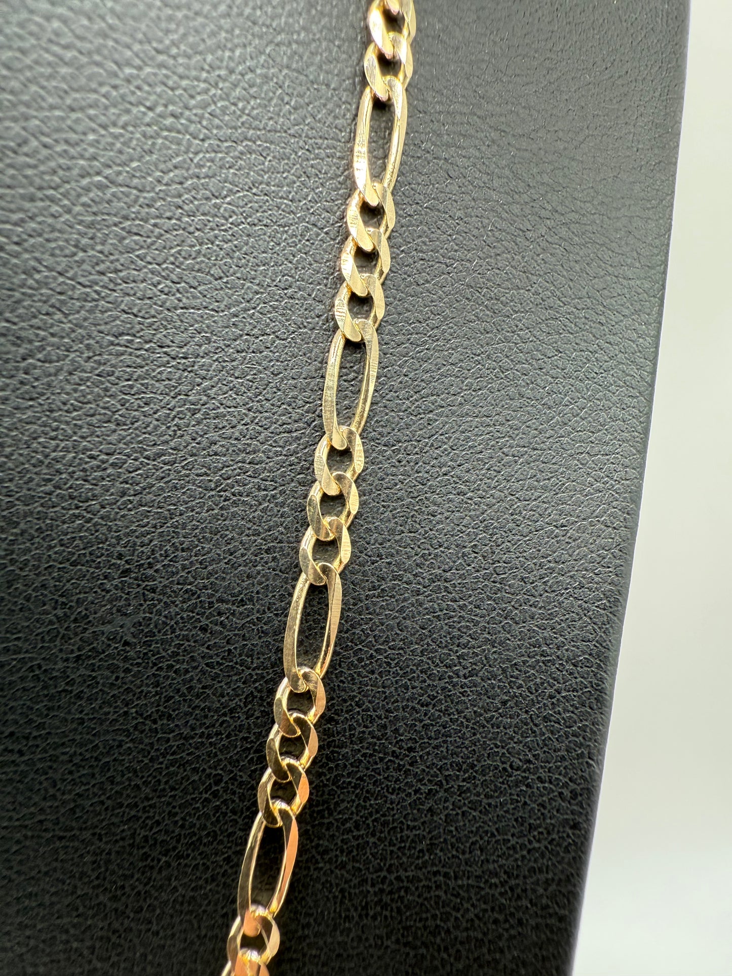14K Gold 3MM 18" Solid Figaro Chain