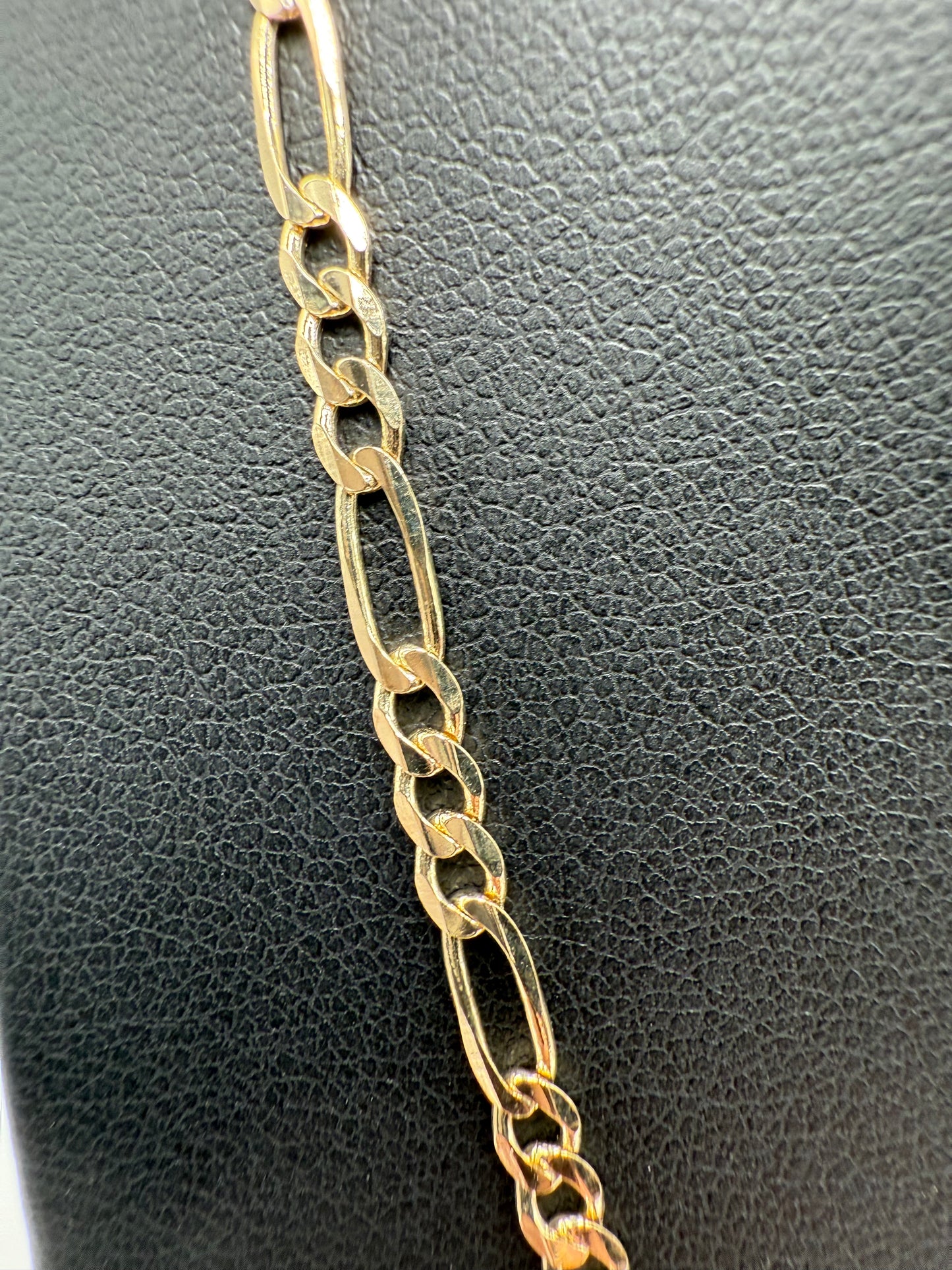 14K Gold 3MM 18" Solid Figaro Chain