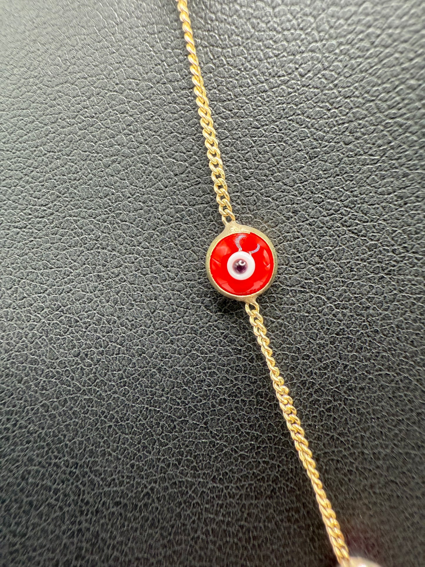 10K Gold Red Evil Eye Necklace