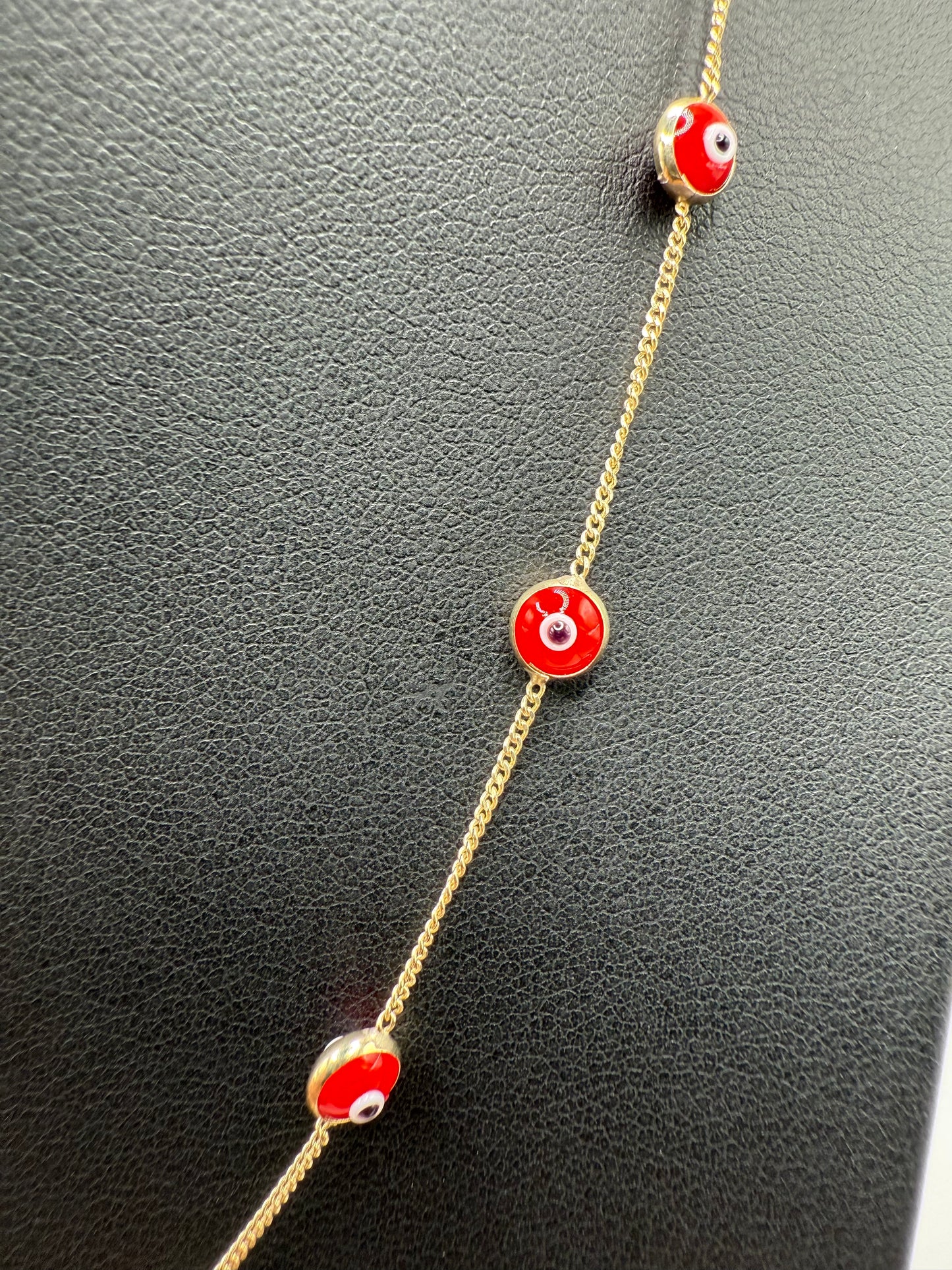 10K Gold Red Evil Eye Necklace